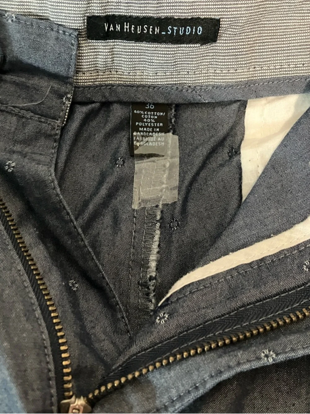 Van Heusen Men's Navy Patterned Flat Front Shorts